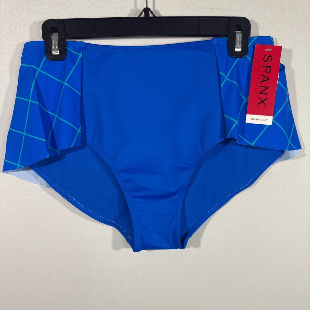 SPANX Sara Blakely Electric Blue Geo Shaping Swim Bottom High Waist Size 12‎ NWT